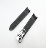 20 mm nieuw zwart met witte gestikte duiker rubberen band band met implementatie gesp voor Omega Watch8439641