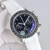 Män tittar på 42mm Timing Mechanical Movement Sapphire Glass Ceramic Bezel Noctilucent Wristwatch rostfritt läderband Waterproof Designer Watches Montre de Luxe