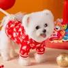 Dog Apparel Festive Paper Cuttings Printed Clothes Year's Sweater Can Be Towed Puppy Warm Pet Pullover Products