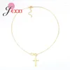 Chains Big Cross Pendant Necklaces Women Gift Hip Hop Rose Gold Color 925 Sterling Silver Chain Necklace Jewelry For Wedding Party