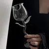 Cocktail creativo in vetro a forma di rosa a forma di rosa con foglie Strtura S tazza di decorazione del tavolo da matrimonio 240408