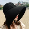 Kobiety Summer Hat Big Brim Regulowane anty-UV Ochrona Fisherman Hat Składane plażowe słoneczne kapelusze puste czapki kucyk