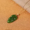 Pendant Necklaces Womens Jewelry An Jade Jasper Yang Green Tree Leaf Natural Stone Necklace For WomenPendant