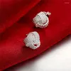 Stud Earrings Real 925 Sterling Silver Elegant Soft Winding For Women Wedding Engagement Jewelry