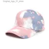 Kogelcaps heren hoed sport dames honkbal hoed zonbescherming gekleurde stropdas geverfde honkbal hoed punk hiphop performance street sun hat q240408