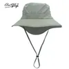 Outfly ovale dames zomer uv bescherming zon hoed emmer hoed vaste kleur polyester snel drogende buitenreishoed 240325