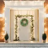 Decorative Flowers 24" Pre Lit Christmas Wreaths Outdoor Lighted Wreath For Front Door Red Berries Fall Candle