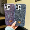 Obudowy telefonu komórkowego Luksusowe projektanta obudowy Glitter Case za 15 14 Pro Max 13 12 11 Modna Swan Bling Bransling Rhinestone Diamond Q240408