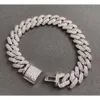 AAA GEMS 14 mm Iced Out Moisanite Diamond Hip Hop Chaînes 925 Silver / 18K Gold Prong Signification du Miami Cuban Chain Bracelet pour hommes