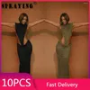 Casual jurken 10 pc's formele kleding 2024 Sexy elegante uitgeholde mouwloze maxi bulk items groothandel veel solid dames kleding s12369