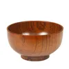 Bowls 1Pcs Japanese Wooden Bowl Natural Thicken Jujube Wood Set Spoon Chopsticks And Box Fruit Salad Noodle Rice Soup