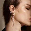 Backs Earrings Single Korean Rhinestone Shiny Drill Arc Ear Hanging Clip For Women Minimalist Cuff INS