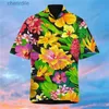 Camisas casuais masculinas Flores de flor Hawaiian Camisa masculina Moda curta Camisa de praia Casual Casual Flip Flip Collar Aloha Mens Clothing YQ240408