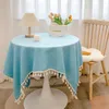 Tkanina stołowa Wysokiej jakości lekka luksusowa bawełniana tkanina i lniany japoński okrągły obrus długi jadalnia J6A2717