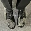 Scarpe eleganti per spilli di metallo decorazioni floreali donne in pelle nera pompe in stile britannico lace-up con scarpa
