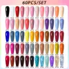 Kits MEET ACROSS 12/60Pcs Glitter Nail Gel Polish Set Red Brown Nude Nail Art Varnishes Semi Permanent Soak Off UV Gel Manicure Set