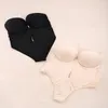 Kvinnors shapers naken sexig underkläder osynlig bh bantning kropp shaper plunge rem brassiere sömlös underkläder bodysuit