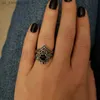 Cluster Rings New Gothic Universe Moon Womens Ring Set Creative Retro Five Pointed Star Black Party Holiday Syckel Bästa tjej Gift240408