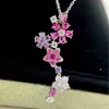 High -Version Original 1TO1 Brand Halskette S925 Sterling Silver Midsummer Night Dream Pink Diamond Purple Diamond Blume Langer Designer Hochwertiger Halskette Halskette