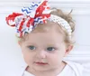 baby Girls US Independence Day Bow Headbands Kids Elastic Wide Grosgrain Ribbon Flower hairbands 4th of July Hair Accessories KHA49110104