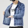 Giacca maschile in cotone nera denim jaqueta jeans mascolina slim lavate retrò classico blu jeans cappotto maschio uomo abbigliamento 240319