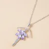 Pendant Necklaces 2024 Elegant Purple Crystal Ballerina Girl Rhinestone & Pendants Long Sweater Chain Statement Jewelry