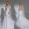 Robes de mariée de sirène princesse sexy épaule sans arrière appliques en dentelle robes nuptiales Robe de train de balayage sur mesure