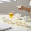 Tee -Sets Hammelfett Fett Jade weiße Porzellanschale Abdeckung Teetasse