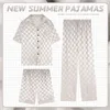 Summer Men Pyjamas Set Silk Nightwear Kort ärm Satin Sleepwear Sleep Clothing Bekväm mjuk stor storlek Homewear Nighties S 240408