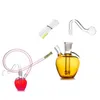 Wholesale protable Red Yellow apple Shape smoking water bongs pipe Colorful Ice Catcher bubbler glass dab rig bong with oil burner bowl and silicone hose straw