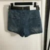 Floquer des shorts en jean à lettre brodée avec ceinture de créateurs de créateurs concepteurs classiques jeans hip hop pantalon court streetwear