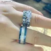 Cluster Rings Fashion Couple Rings - Romantic Women Heart Zircon Stone Rings Set Mens Blue Stainless Steel Ring Wedding Party Jewelry Gifts240408