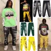 Herenbroek Black Hellstar Sweatpants Classic Flame Star Letter Printbroek Hip Hop Casual Loose Men Women Bell Bottoms 217