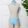 Family Letter Printed Bikini Women's Sexy Rhinestone Button Swimsuit