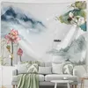 Wandteppiche Chinesische Lotus Wandteppich Wand Hanging Hippie Boho -Art Kunst Malerei Schlafzimmer Wohnzimmer Wohnzimmer Dekoration