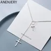 Colares pendentes Anenjery Cross Long Chain Colar para mulheres Acessórios de jóias de festa simples de moda