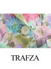 Trafza Womens Summer Fashion Flormal Satin Suit Suit Jacket Suction Thin Thigh