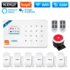 Kits Kerui W181 Système d'alarme WiFi GSM Alarme Smart Home Kit Tuya Smart Support Alexa Motion Capteur Détecteur de porte Caméra IP CAME IP