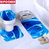 Tende da doccia fresche fiori freschi blu tende da bagno set naturale vaso floreali tappeti vasca da bagno con moquette con ganci