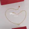 Länkkedjor halsband hängar designer gyllene metallhalsband charm enkla halsband med låda