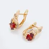 Dangle Earrings Trendy Red Original Round Stone 585 Rose Gold Color Unique Hollow Drop Women Wedding Party Fine Jewelry