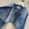 Denim jas dames jas ontwerper driehoek jassen knop letters herfst stijl slank voor dame outfit vrouw jeans classcia windbreaker veste femme s9f50