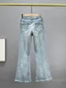 Jeans pour femmes brodées de couteaux de botte en jean Boot Femme 2024 Spring Summer High Slim Fit Slimming Scming National Style Rhingestone