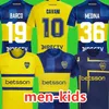 23 24 Boca Juniors Cavani Soccer Jerseys Janson Zeballos 2023 2024 Benedetto Maradona Medina Varela Cruz Home Away 3番目のフットボールシャツMen Kid Kit