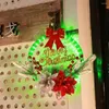 Decorative Flowers 30cm LED Light Hanging Garland Multifunctional Christmas Holiday Art Wreath Artificial Festival Theme For Door Window