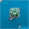 Anelli a grappolo Oqi Originale Sier 14K Oro bianco Plorato 2 Genuino Pass Diamond Selettore verde Moissanite Bud Anello Femmina Gioielli Drop Drop De Otrkh