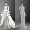 Jurken 2021 Zuhair Murad Mermaid Trouwjurken met afneembare trein Sheer Neck Appliques Bruidsjurken Plus size bruiloft DR