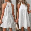 WOMENS MINI ABRET Summer Casual O Neck Sleeveless Aline Chic Dresses femmina Fashi