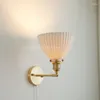 ウォールランププルチェーンスイッチLED照明器具ベッドルームリビングルームバスルームミラーランプ銅セラミック