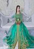 Vintage Langarmed Smaragd Grüne muslimische formale Abendkleider Abaya Designs Dubai Turkish Prom Kleider Kleider marokkanischer Kaft9831347